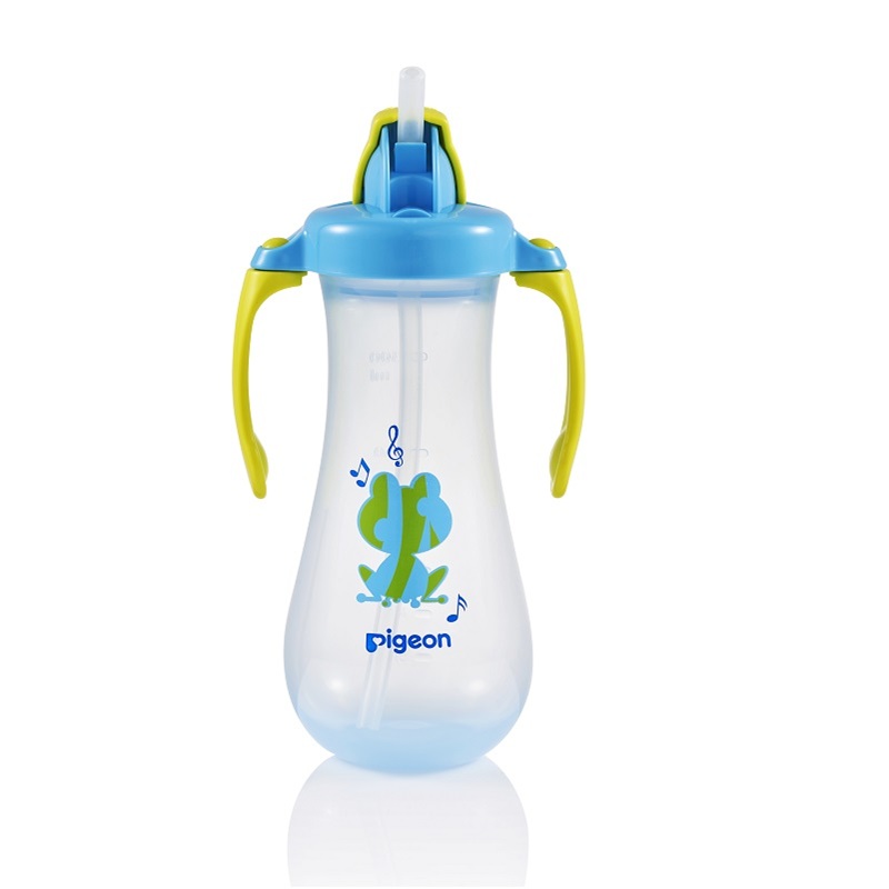 Pigeon Drinking Tall Straw Bottle Blue