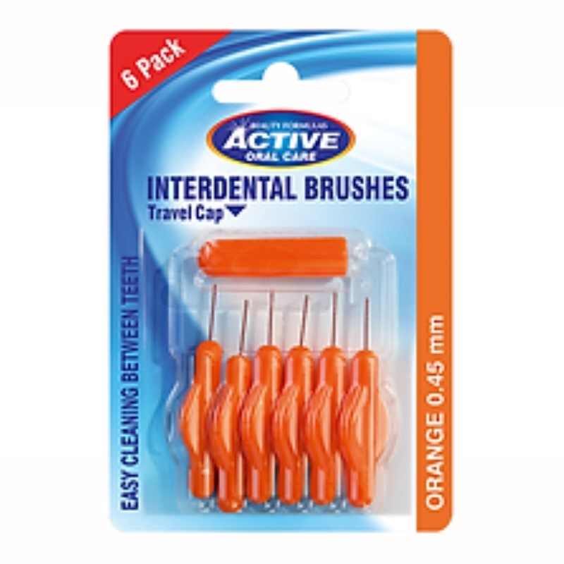B/F Active Interdental Brush 0.45mm Orange 6 Pac