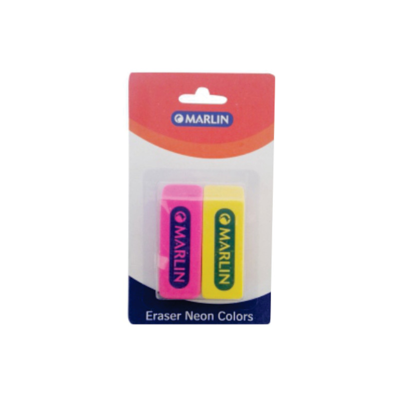 Stationery Marlin Erasers Neon 2 Pack