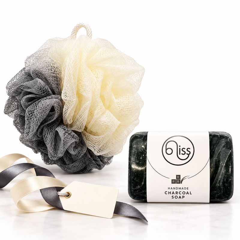 Gift Set Bath Body Scrubber2 Tone &  Handmade Soap 100g