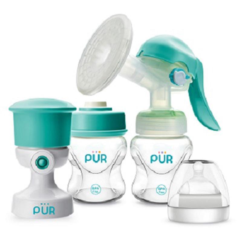 Breast Feeding  Pump Manual Vacuum  with wide Neck Bottle 140ml 2Pk