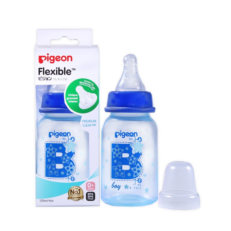 Pigeon Drinking Flex Bottle Std Neck Blue 120Ml