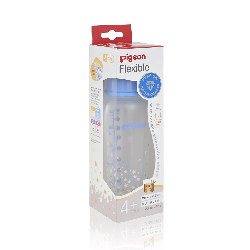 Pigeon Drinking  Flex Bottle Str Line Blue Star 250ML