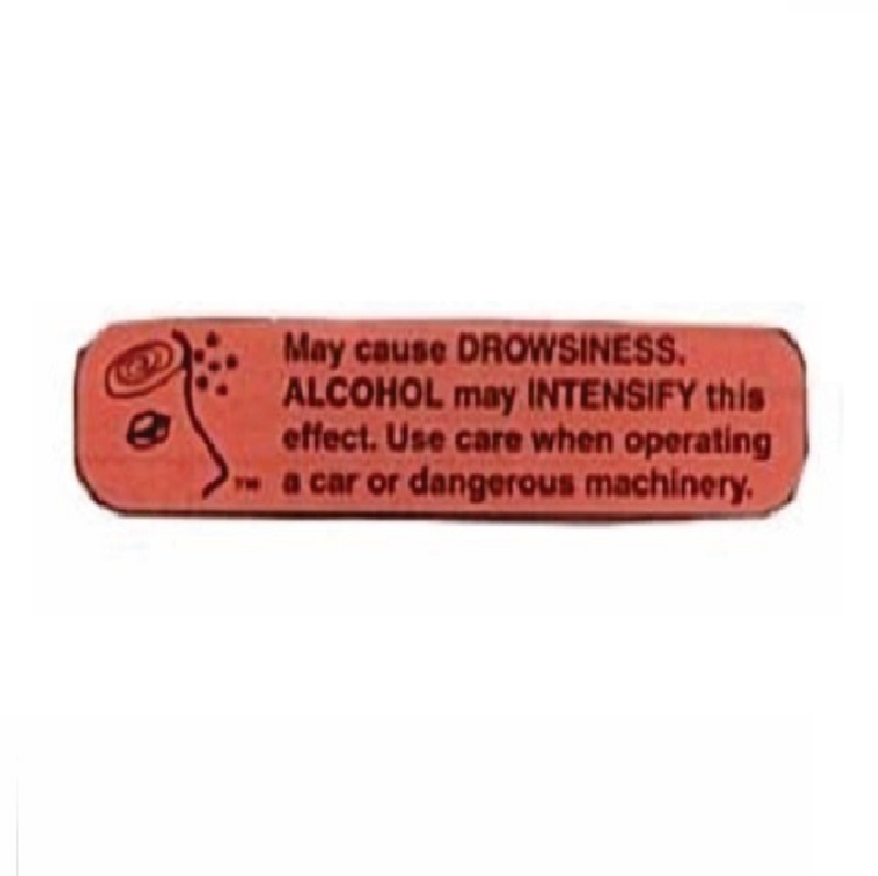 Patient Advisory Label - May Cause Drowsiness - Re