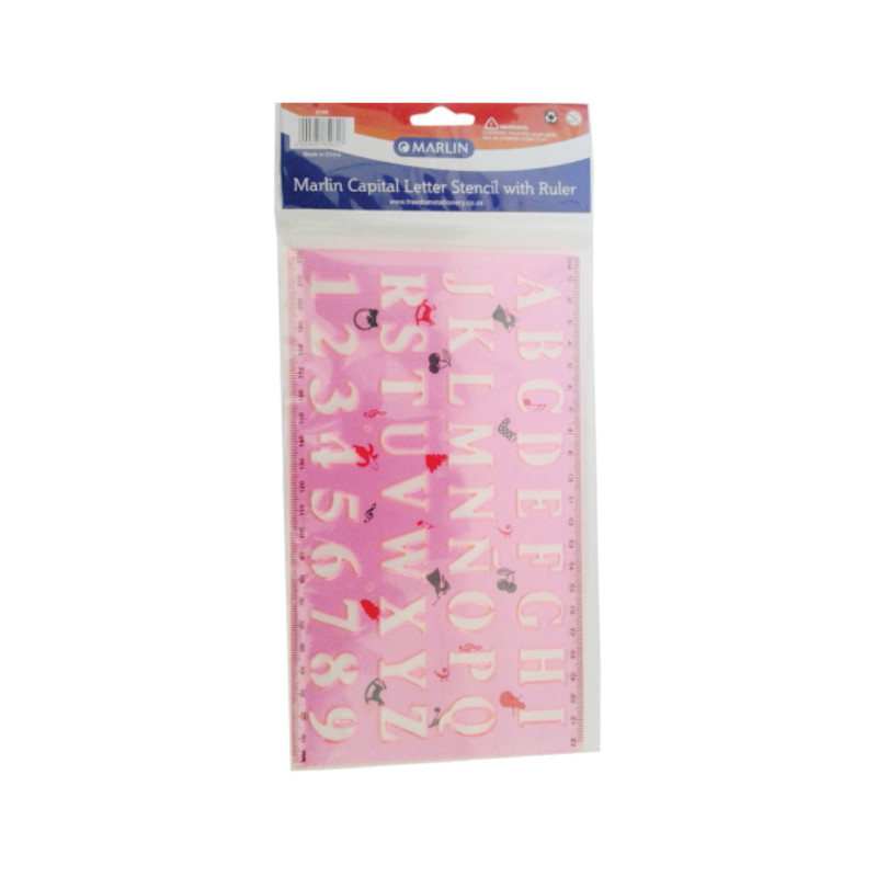 Stationery Marlin Stencil Cap Letters with Ruler