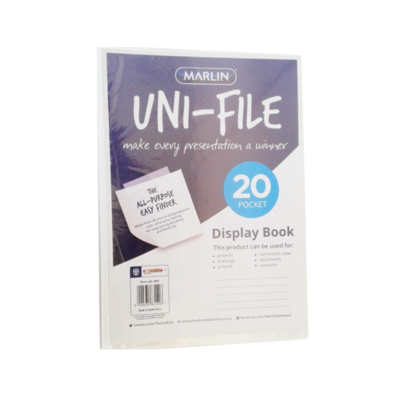 Stationery Marlin Uni-File Display Book A4 20 Page