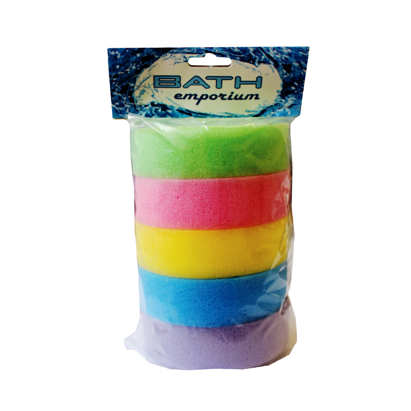 Sponge Spunny Bath Assorted Colours Pk 5