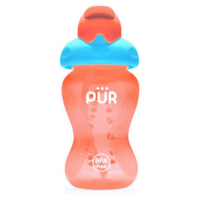 Drinking Cup Flip Straw 250ml - Orange