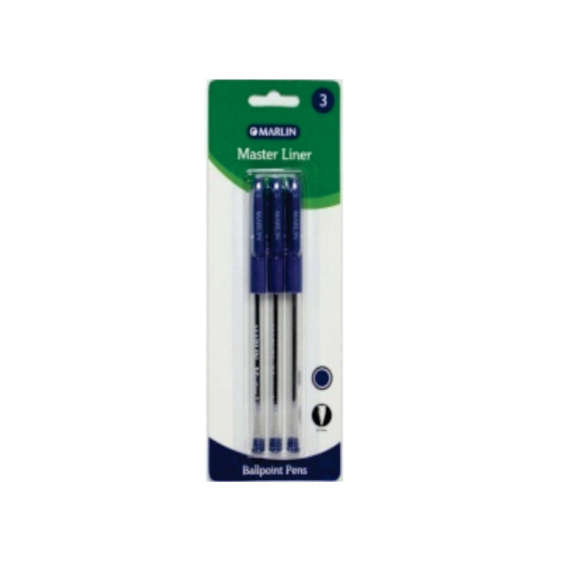 Stationery Master Liner Ball Pens 3's Blue