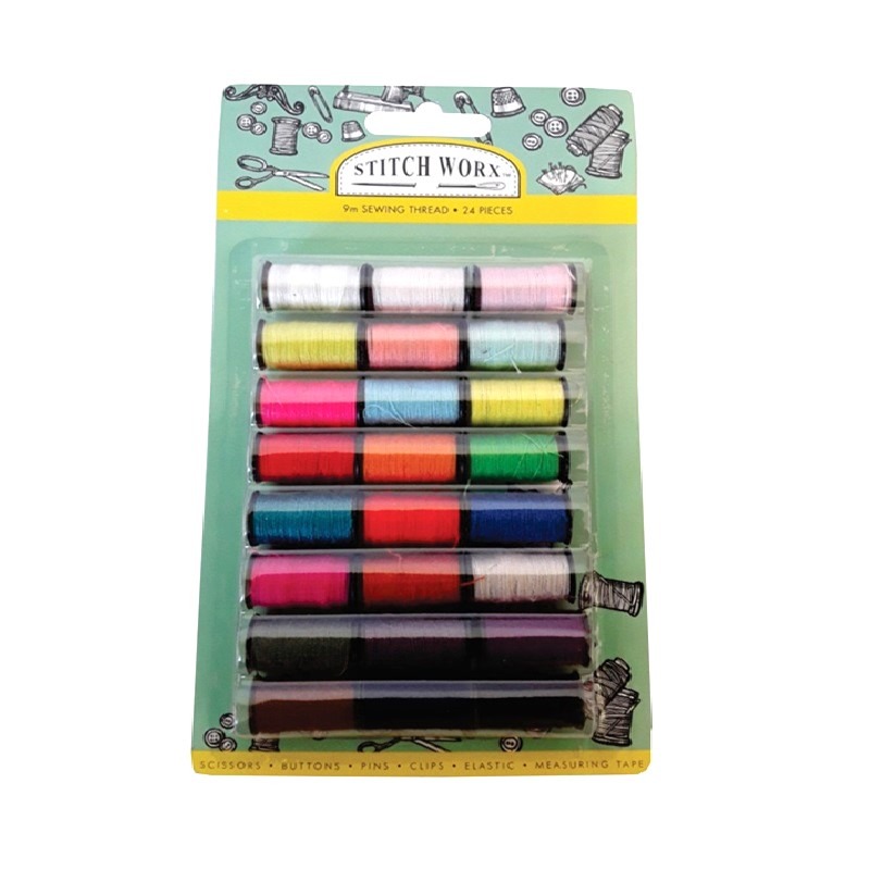 Cotton Threads 9m 24pcs Assorted Col
