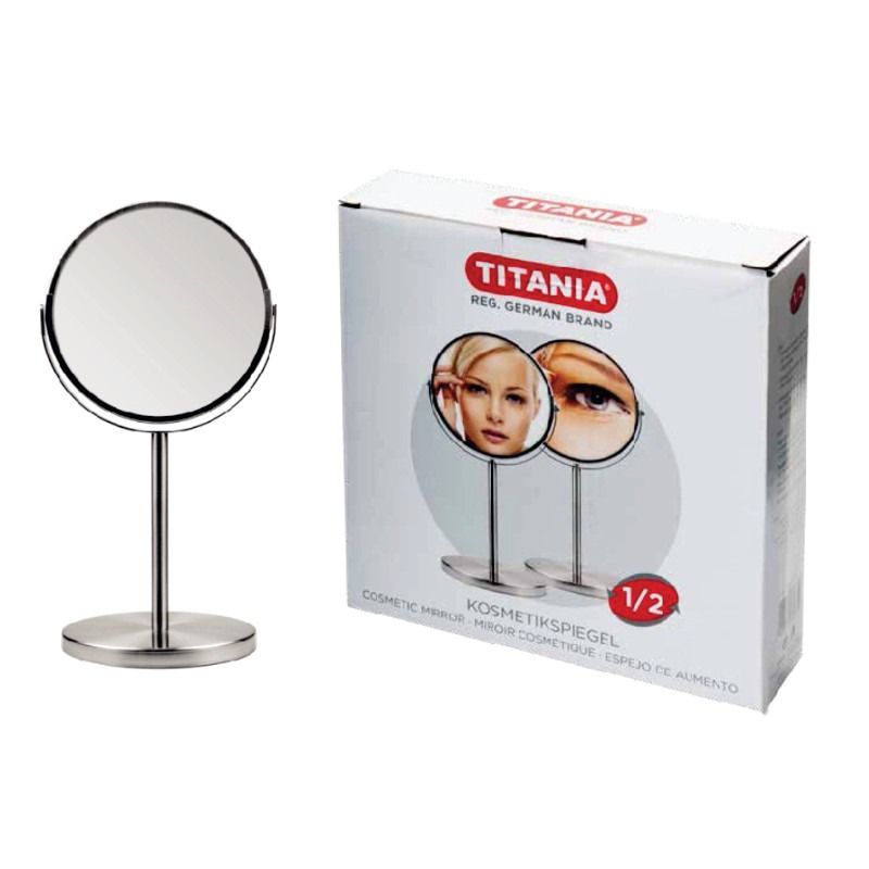Titania Mirror Cosmetic Round with Stand 34cm