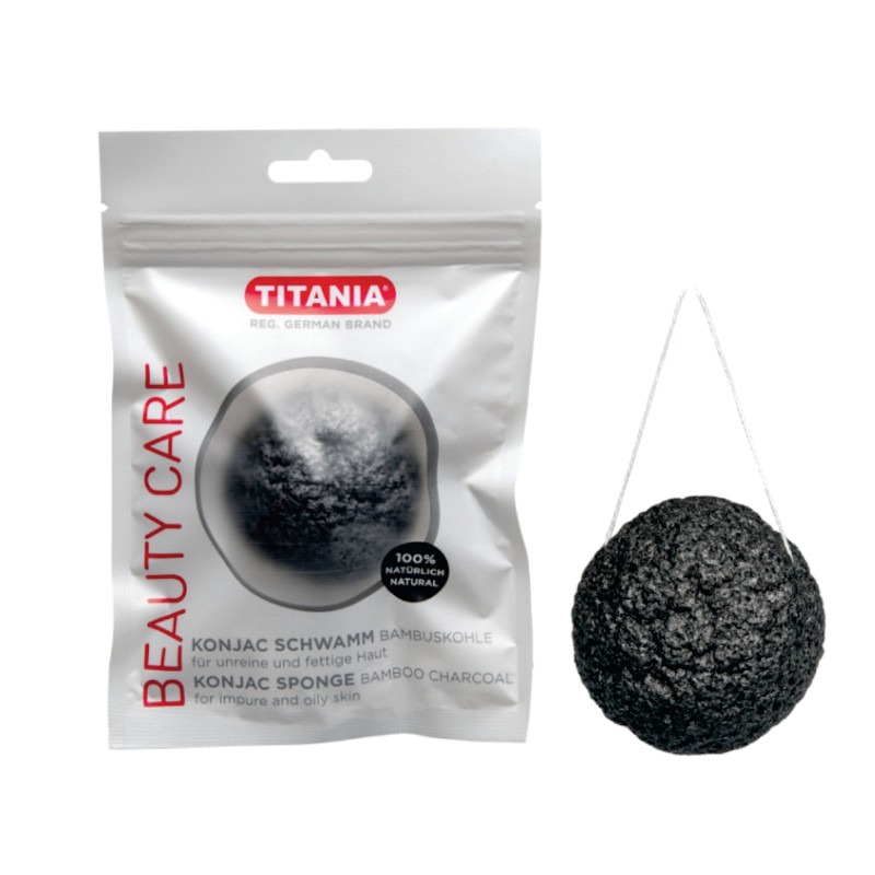 Titania Konjac SpongeBamboo Charcoal Black Dried