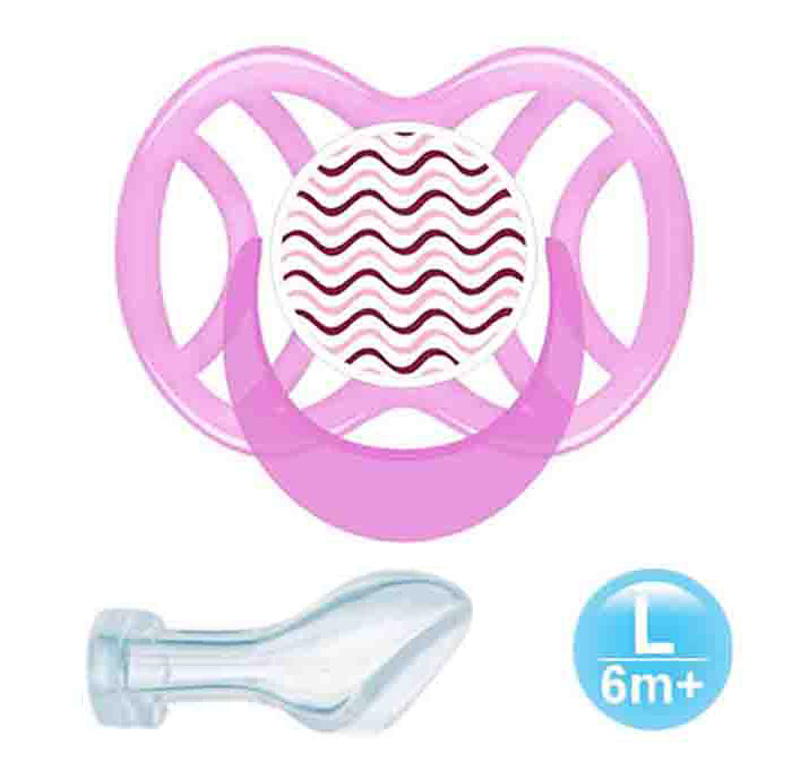 Pacifiers Soother with Orthodontic Silicone Teat  Green 6+ - Orthodontic Pink