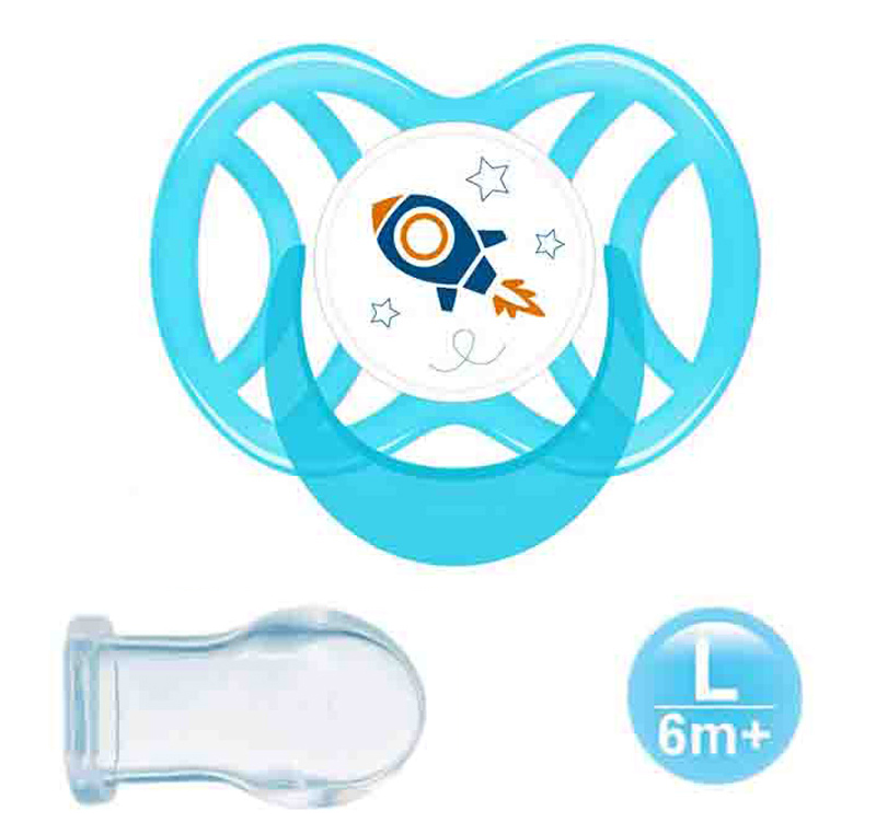 Pacifiers Soother with Orthodontic Silicone Teat  Green 6+ - Symmetric Blue