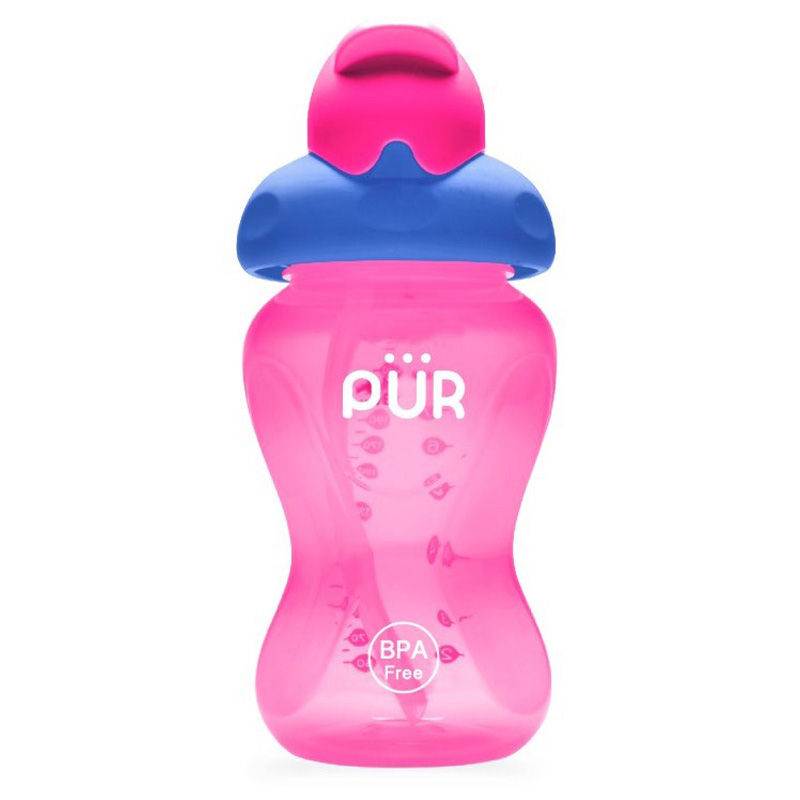 Drinking Cup Flip Straw 250ml - Pink