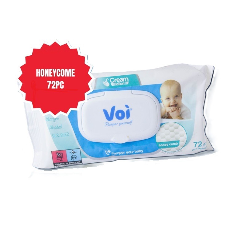 VOI Wet Wipes Honeycome 72pc