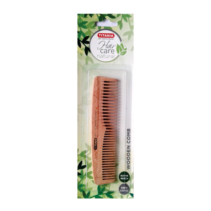 Titania Beech Wooden Comb Antistatic 14.5cm