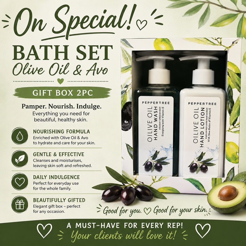 Bath Set Olive Oil & Avo Gift Box 2pc