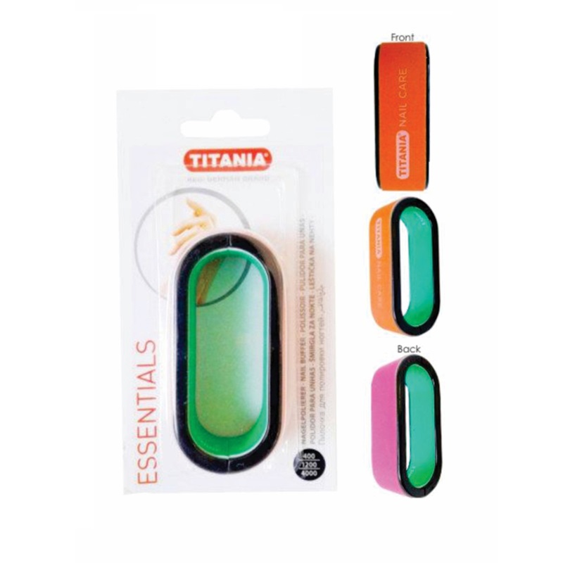 Titania Nail Buffer 3 Surfaces Orange/Pink/Green