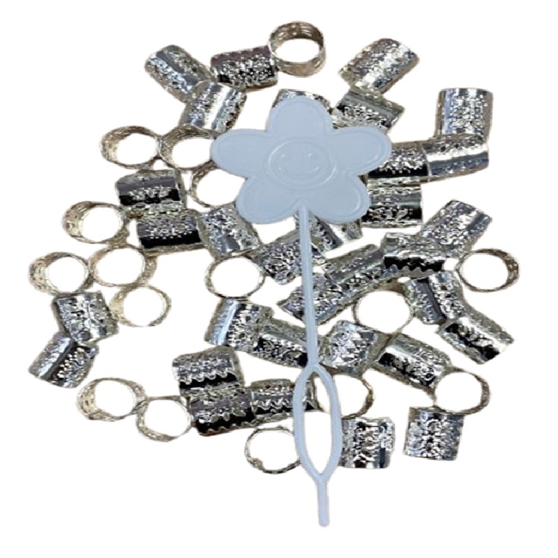 Kids Accessories Hair Beads Silver 50pk