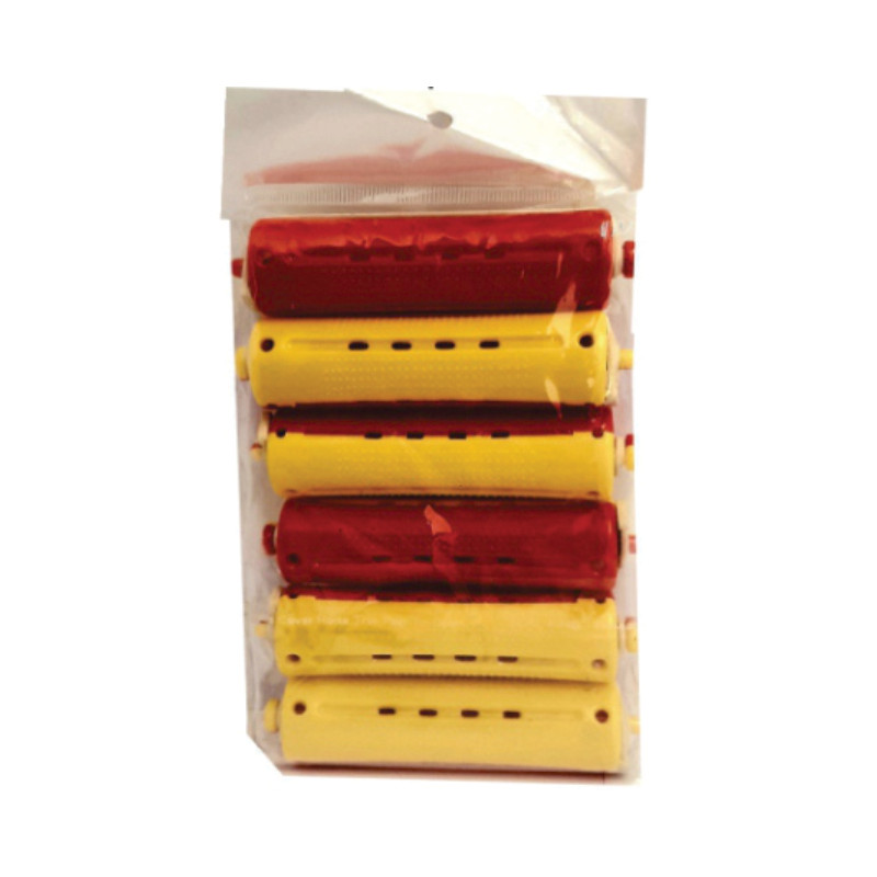 Hair Rollers Plastic 6pc Yellow/Red