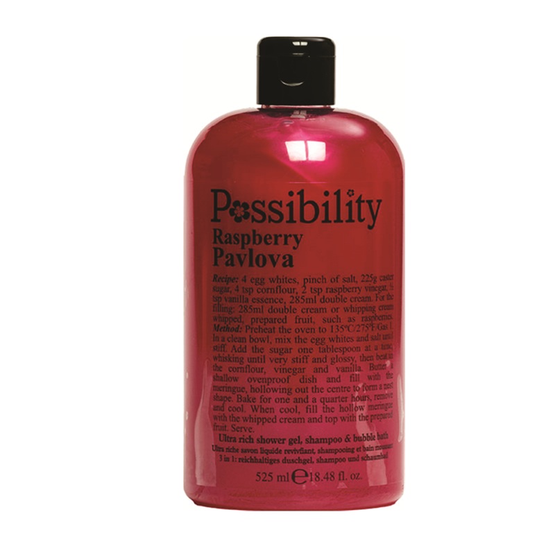 Pos 3 in 1 Shower Gel Shampoo Rasberry Pavlova 525ml