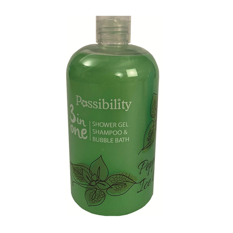 Pos 3 in 1 Shower Gel Shampoo Peppermint Cream 525ml