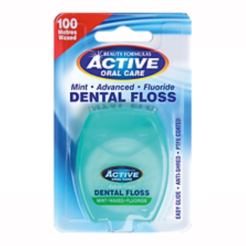 B/F Active Dental Floss Mint & Flouride Waxed 100m