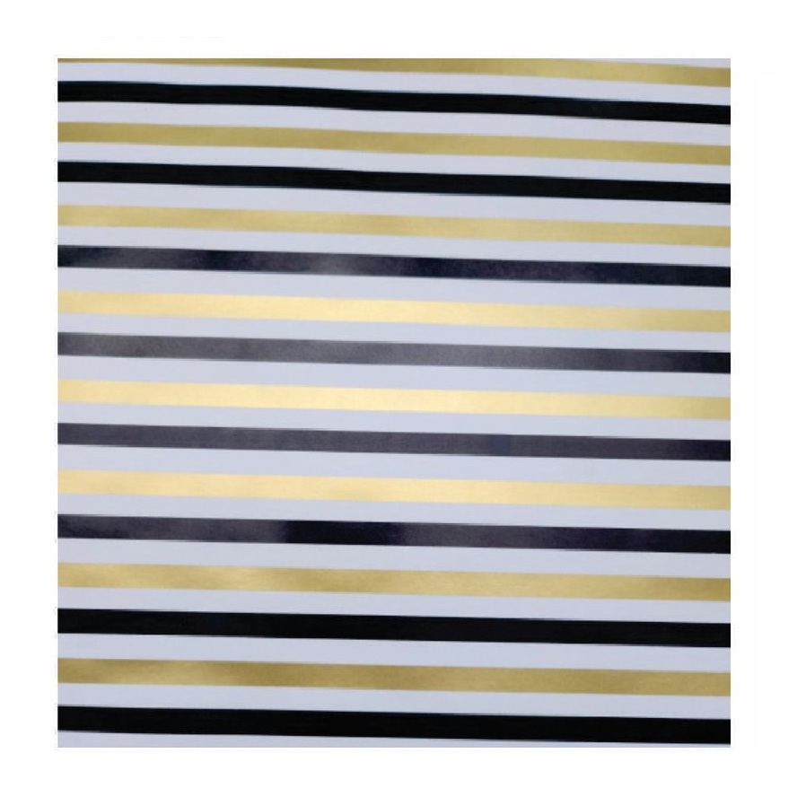 C/Roll Stripes Gold Black White 50m