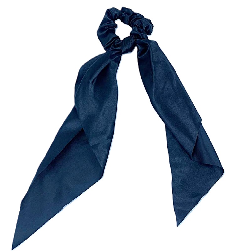 Hair Scrunchie Satin Tail Black