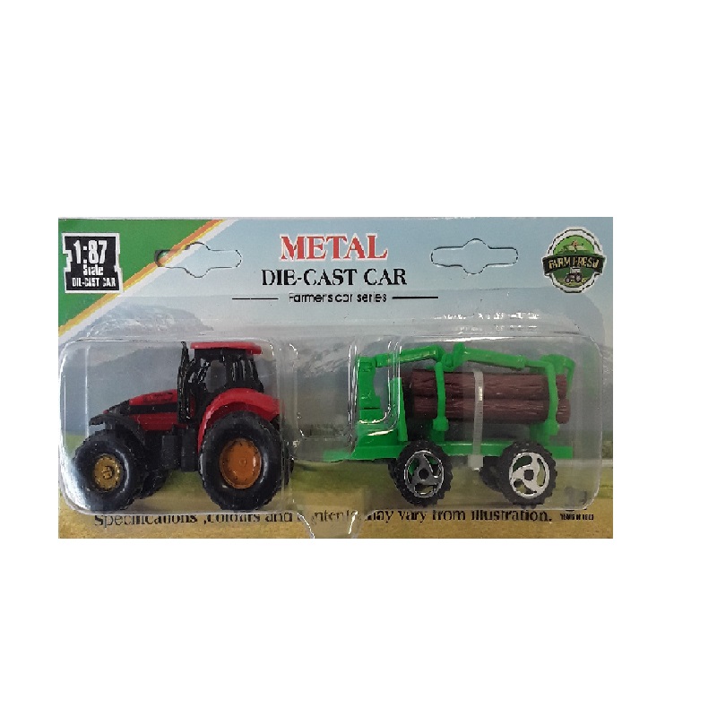 Toy Metal Die Cast Farm Set Tractor/Trailer Small