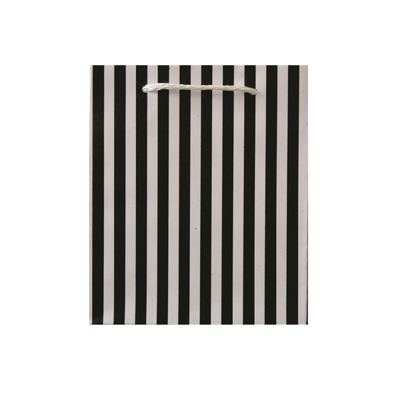 Gift Bag Small Black/White Stripes