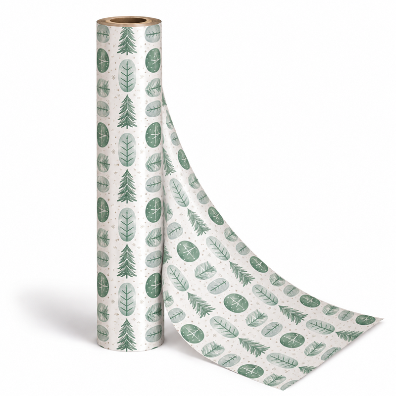 Counter Roll 10m Christmas Green Trees on White Paper