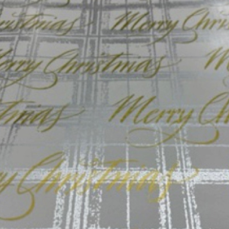 C/Roll Merry Christmas white Gold Tartan 100m