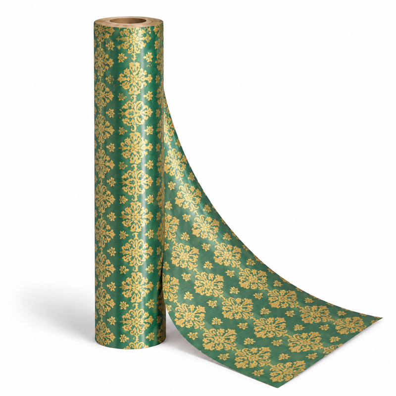 Counter Roll 50m Damask Green Gold