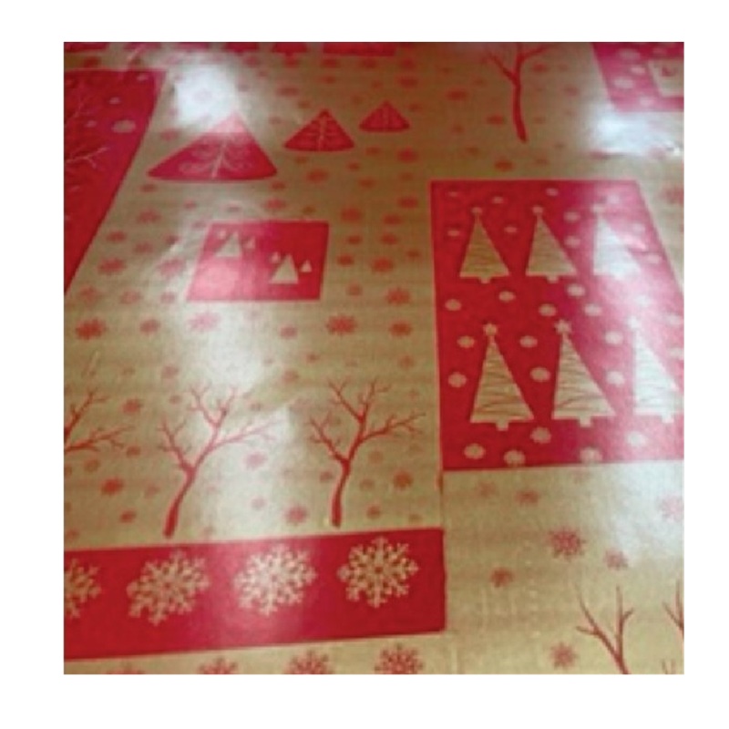 C/Roll Christmas Snow Tree Red/Gold 50m
