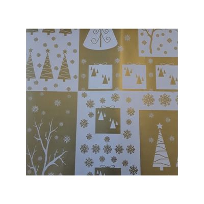 C/Roll Christmas Snow Tree White/Gold 50m