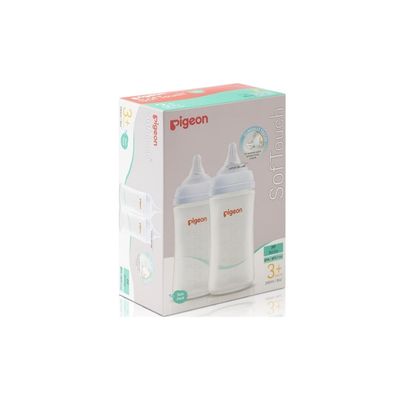 Pigeon Softouch 3Mnths + Nursing Bott Twin Pa PP24