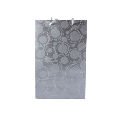Gift Bag Silver with White Circles Sm