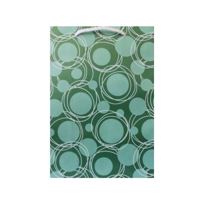 Gift Bag Small Green with green & white Circles