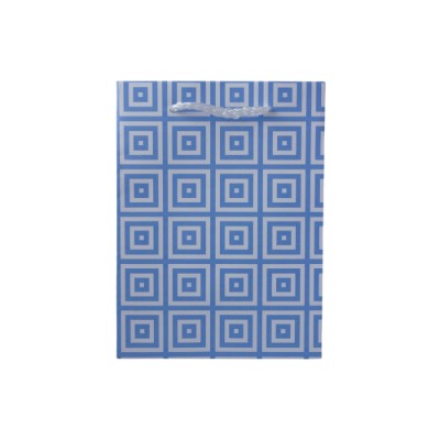 Gift Bag Small White with Blue Squares