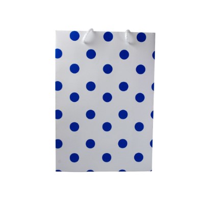 Gift Bag Large White With Navy Dots