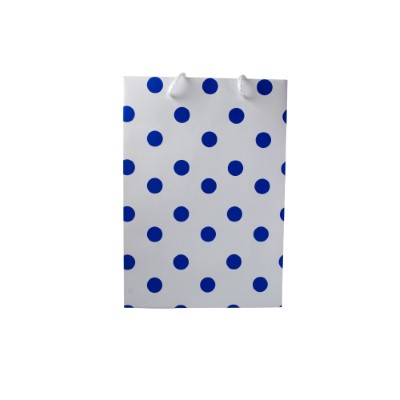 Gift Bag Small White with Navy Dots
