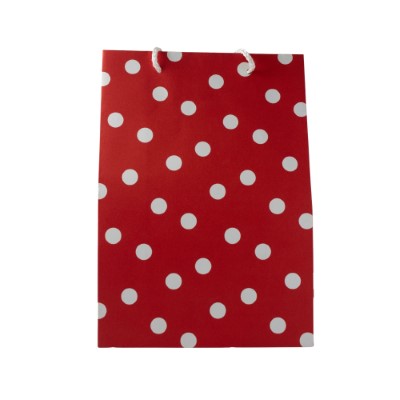 Gift Bag Red with White Dots Lrg