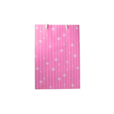 Gift Bag Small Pink with White Snowflakes
