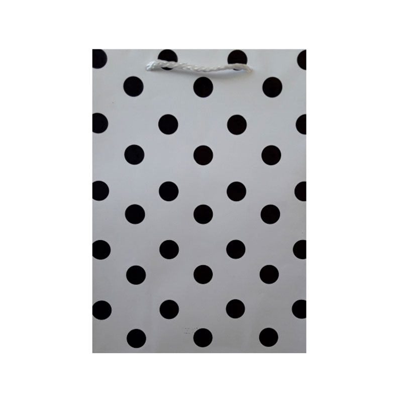 Gift Bag Small White with Black Dots