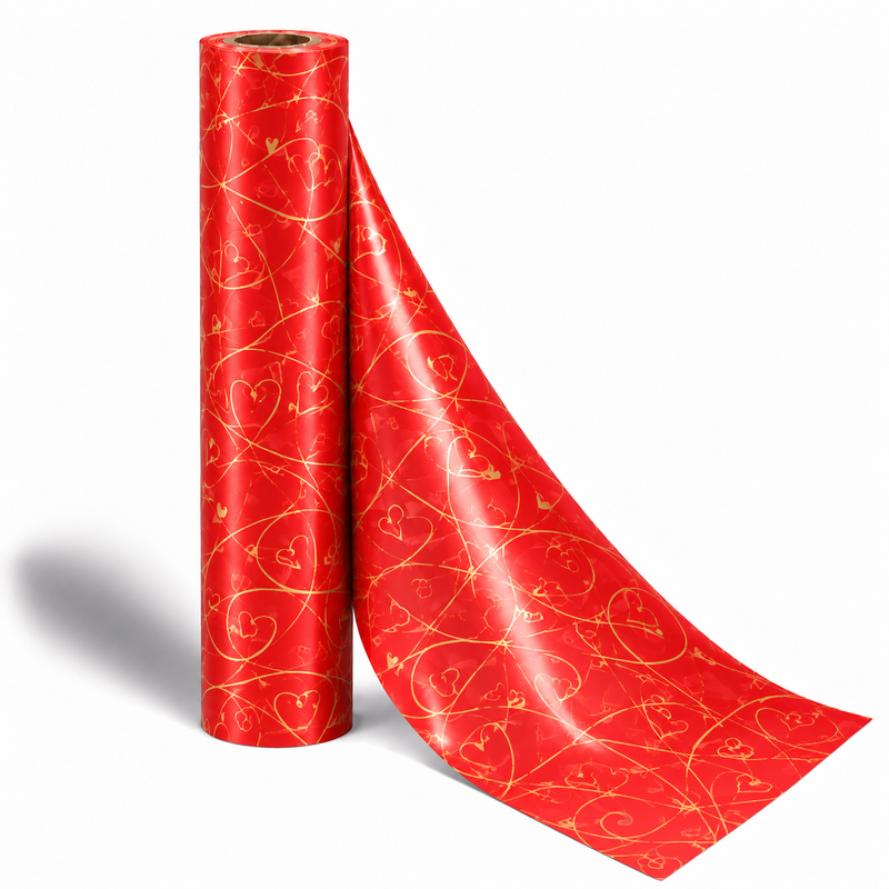 Counter Roll Heart Funky Red & Gold 50m