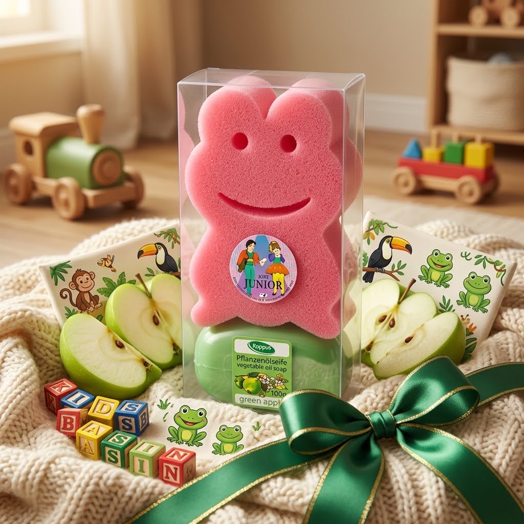 Gift Set Kids Frog Sponge & Fruit Soap 100g