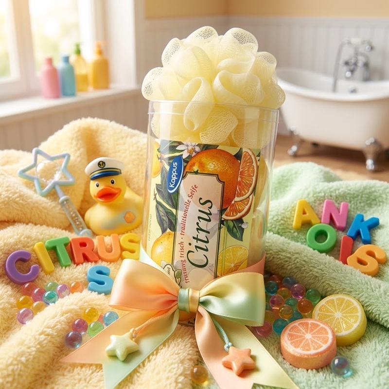 Gift Set Citrus Soap & Scrubber in Tub