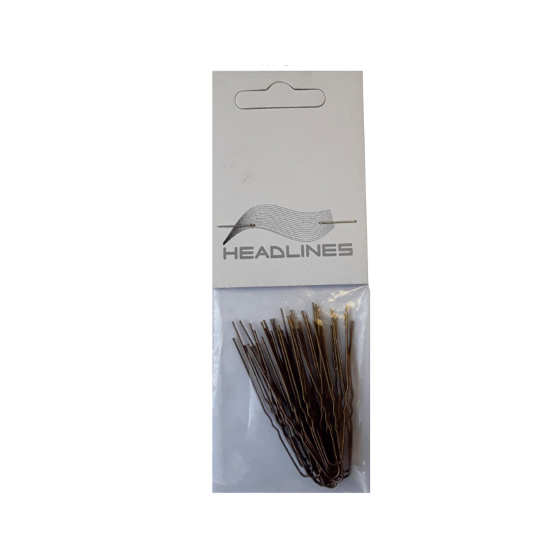 Hair Grips and Pins - Pins Wavy Fine Brown 50mm 25pk